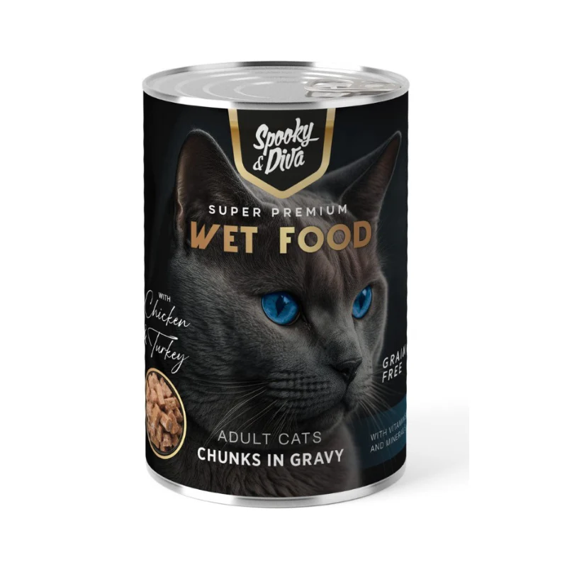SPOOKY & DIVA - POUR CHAT ADULTE AU POULET ET DINDE 380GR