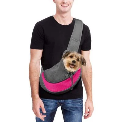 SAC DE TRANSPORT BANDOULIÈRE POUR PETIT CHIEN ET CHAT – GRIS & VIOLET