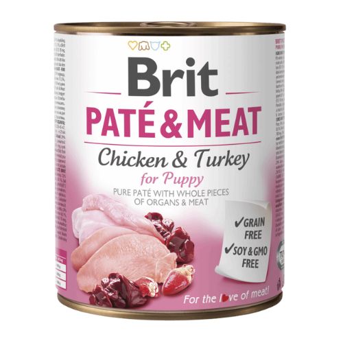BRIT PATE POUR CHIOT AU POULET &amp; DINDE 800G 