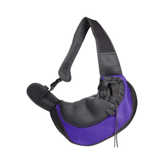 SAC DE TRANSPORT BANDOULIÈRE POUR PETIT CHIEN ET CHAT – GRIS &amp; VIOLET