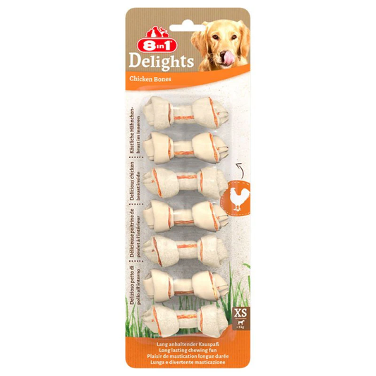 8IN1 – DELIGHT OS POUR CHIEN XS AU POULET – 7 PCS