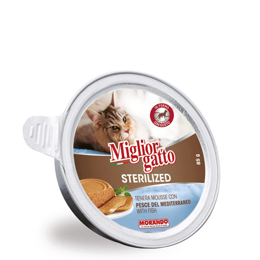 MIGLIOR GATTO - MORANDO MOUSSE STÉRILISÉE AU POISSON DE LA MÉDITERRANÉE - 85G