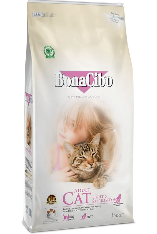 BonaCibo Adult Cat Light & Sterilised – 15 kg
