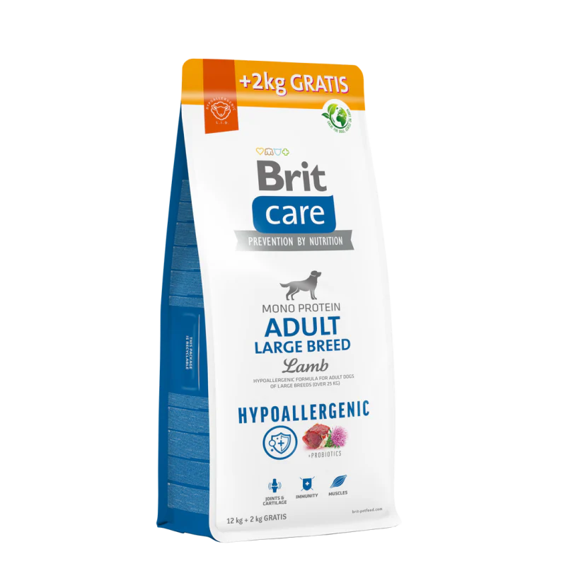 BRIT CARE HYPOALLERGÉNIQUE ADULTE GRAND À L'AGNEAU ET AU RIZ 12KG+2 