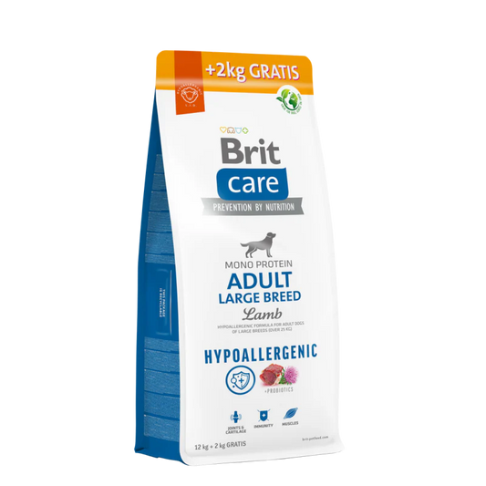 BRIT CARE HYPOALLERGÉNIQUE ADULTE GRAND À L'AGNEAU ET AU RIZ 12KG+2 