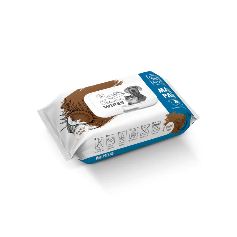M-PETS LINGETTES ANTI-BACTÉRIENNE - 80 PIÈCES 